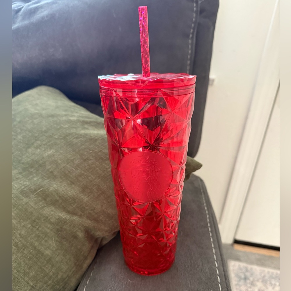 Starbucks Red Textured Tumbler with Straw